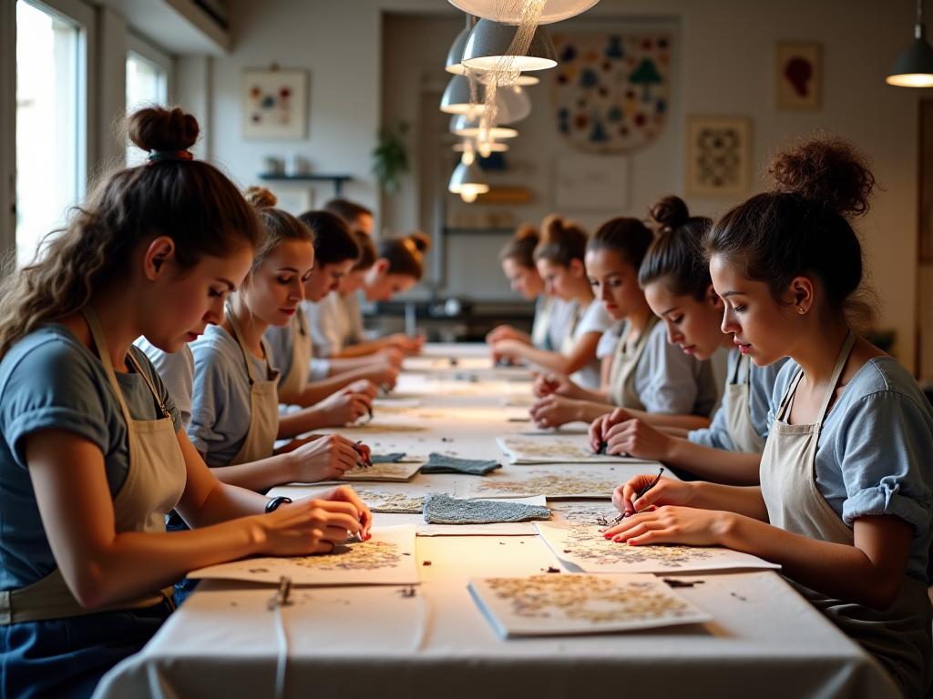 Équipe d'artisans dans l'atelier d'Avignon
