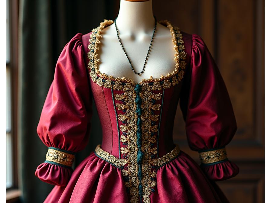 Costume Renaissance avec broderies d'époque